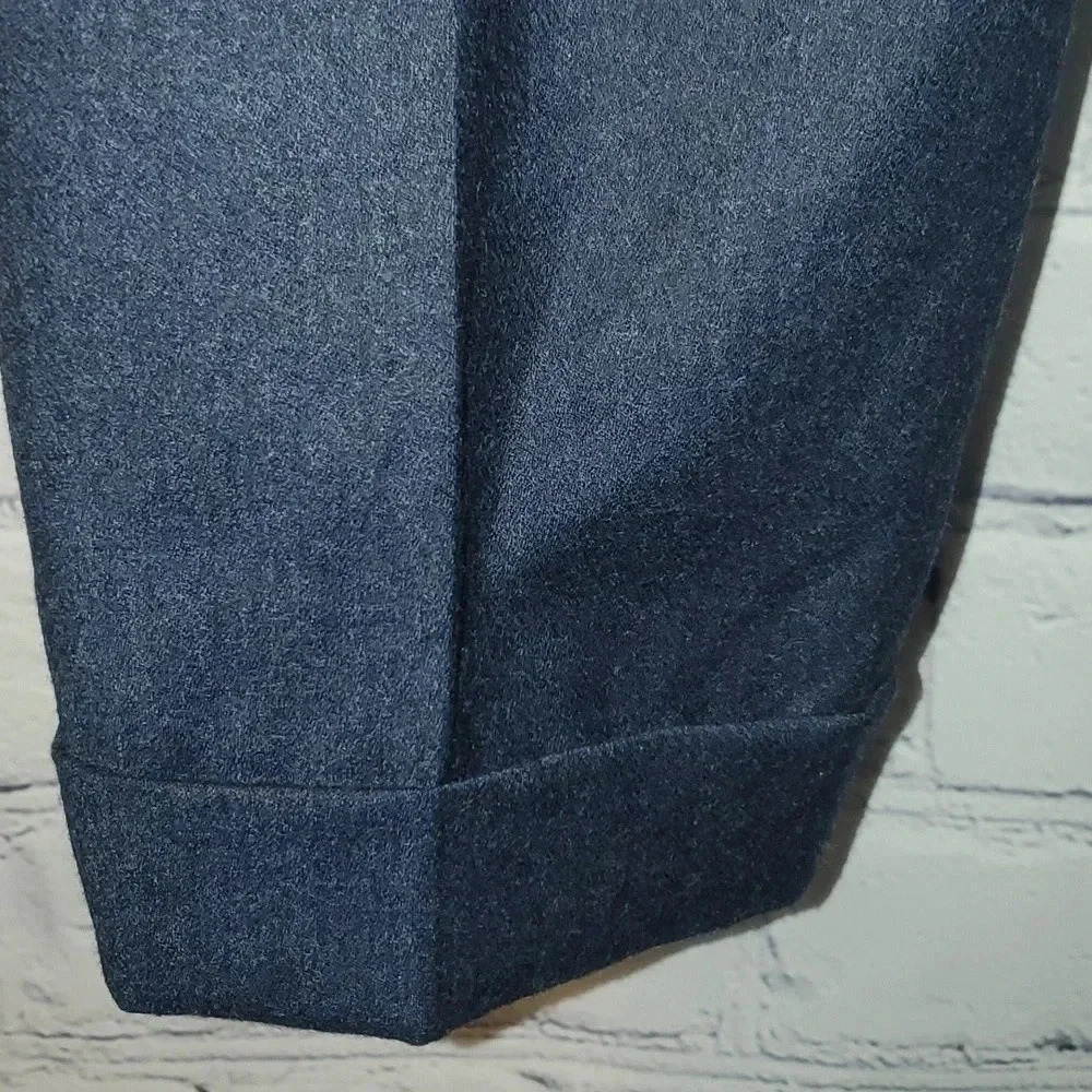 BALLIN CLASSIC Blue/Gray 90% Wool Flat Front Cuffed Dress Pants 38 - Picture 6 of 13